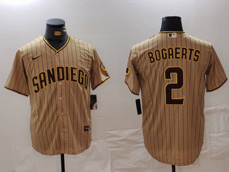 Men San Diego Padres #2 Bogaerts Brown Stripe Game 2024 Nike MLB Jersey style 1